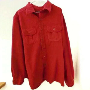 Eddie Bauer Chamois Flannel XL Flannel Long Sleeve Shirt Red Pockets